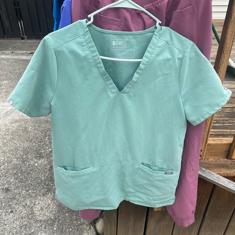 Figs Teal Scrub Top